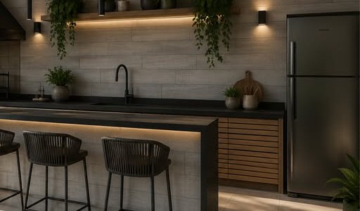 Área gourmet com revestimento de parede